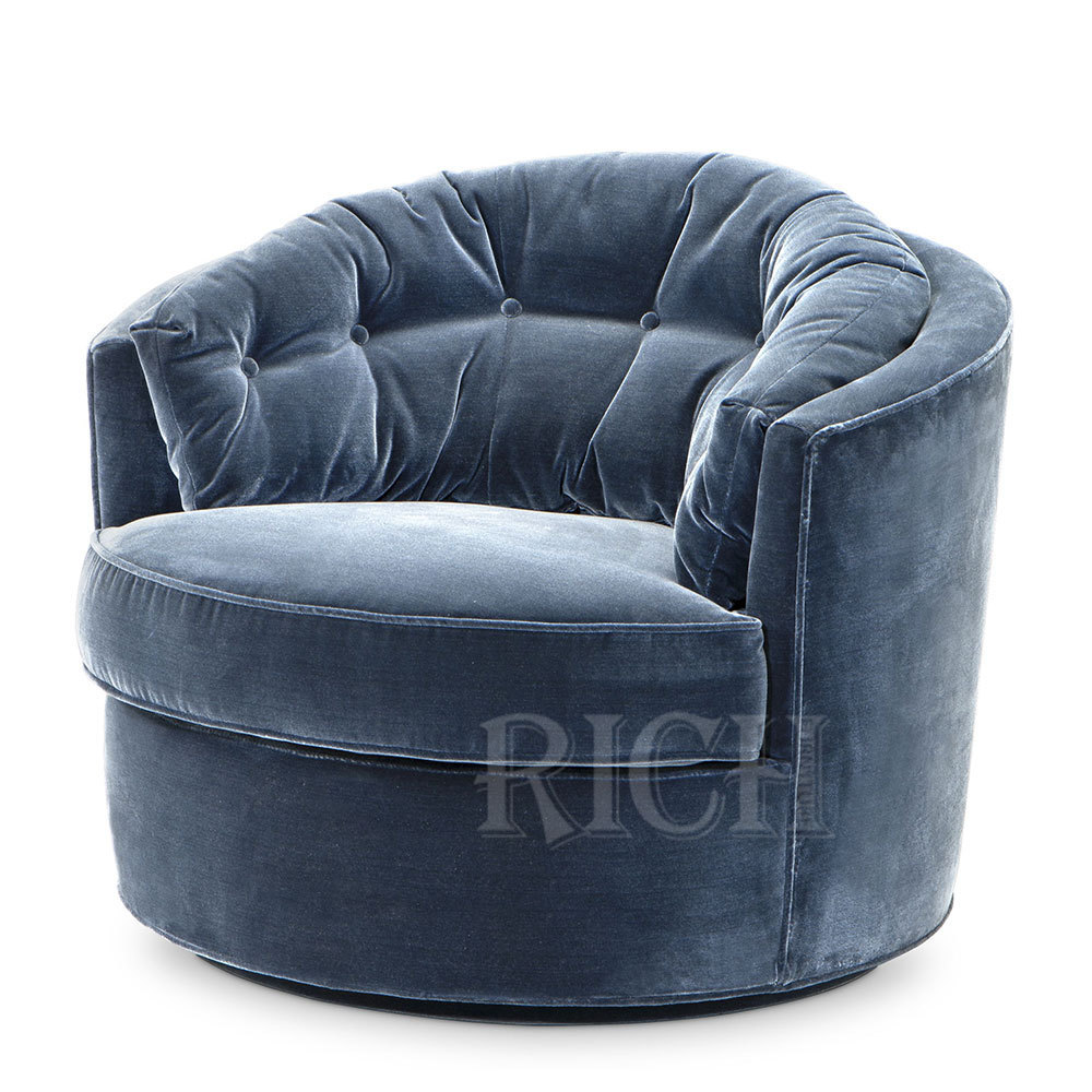 modern circular base circle sofa chair large round lounge chairs living room furniture navy blue swivel barrel arm accent chair