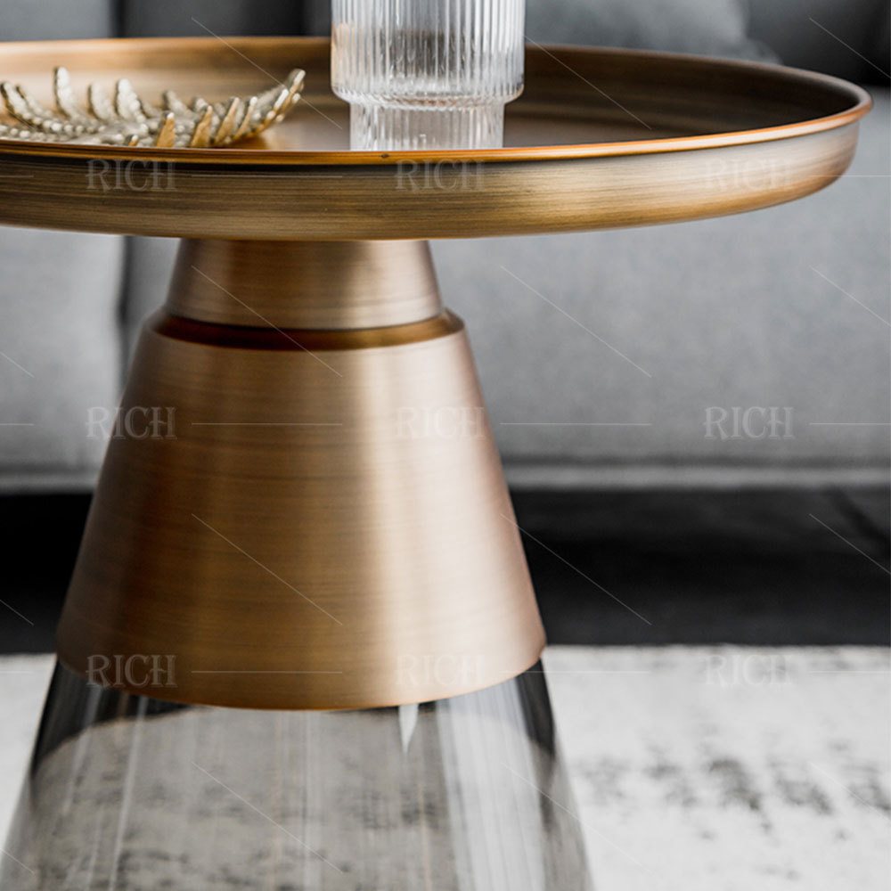 round copper top centre table for living room italian brass round circle metal coffee table round glass base coffee table set