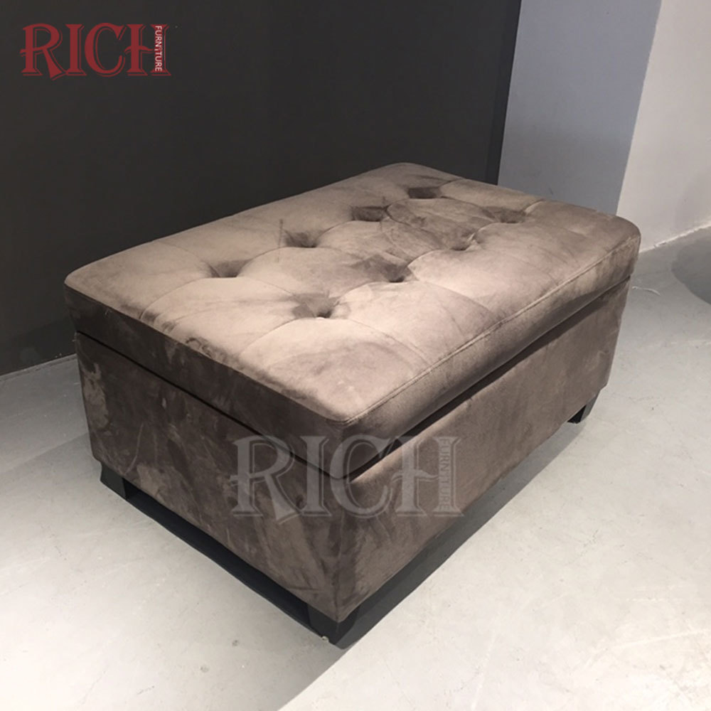 Modern bedroom accent storage bench box tufted top ottoman stool with storage cube box ottoman upholstered storage bench