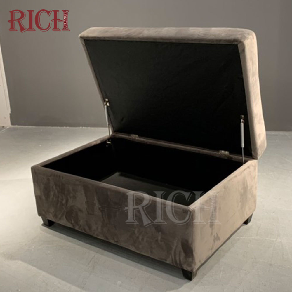 Modern bedroom accent storage bench box tufted top ottoman stool with storage cube box ottoman upholstered storage bench