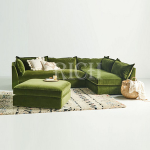 low modular lobby velvet green sofa l shape right hand sectional sofa soft fabric extra large contemporary modern corner sofas