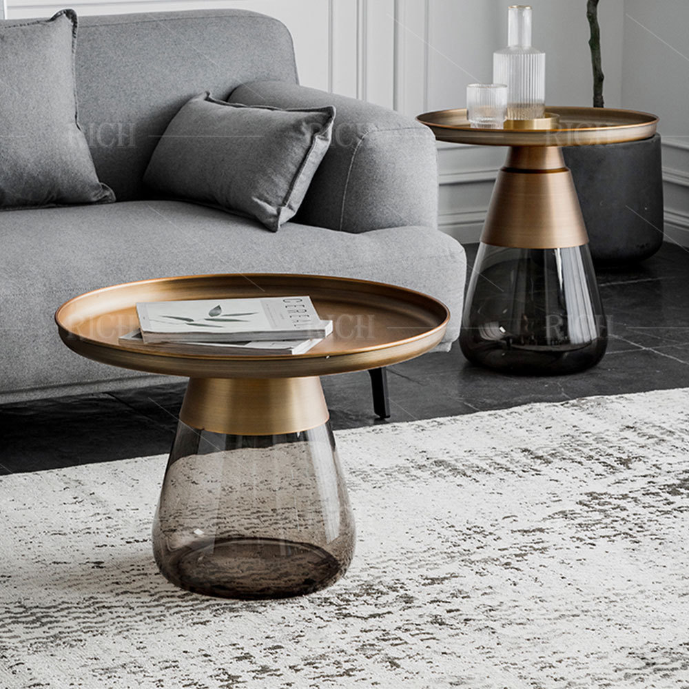 round copper top centre table for living room italian brass round circle metal coffee table round glass base coffee table set