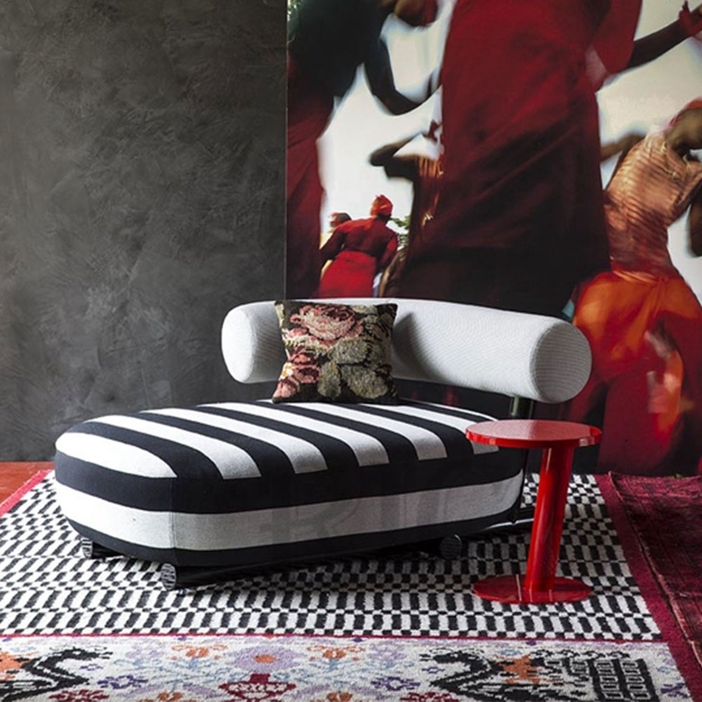 black and white striped chaise lounge indoor french furniture Nordic style small sofa living room modern chaise lounge sofa