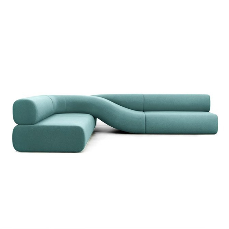 Modern luxury hotel creative designer shaped winding twist custom sofa couch irregular fabric modular  L shaped corner sofa