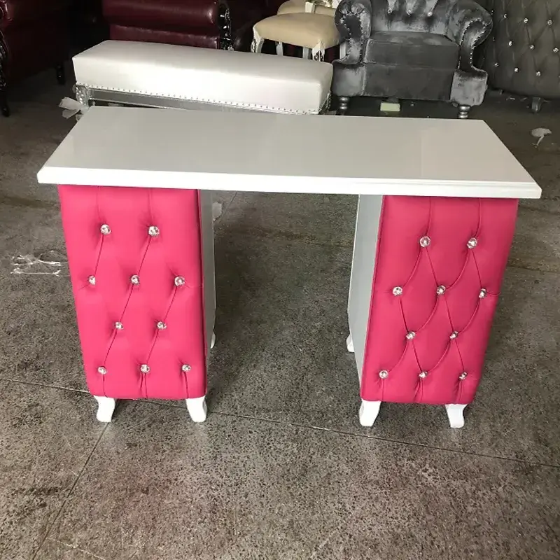 European Design style nail beauty furniture luxury pink color MDF luxury manicure nail salon furniture