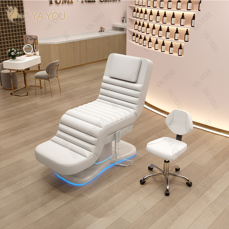 Modern Luxury Design Electric Massage beauty beds 3 motor pu leather lash bed white leather facial LED light massage bed