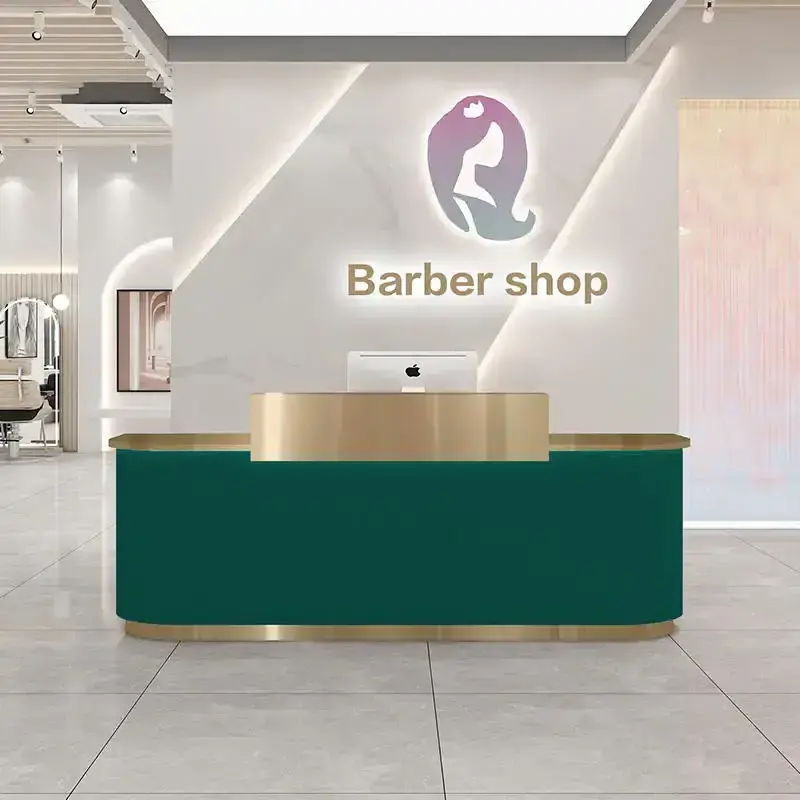 Luxury gold beauty salon stainless steel bar commercial hotel beauty shops front desk reception salon reception desks