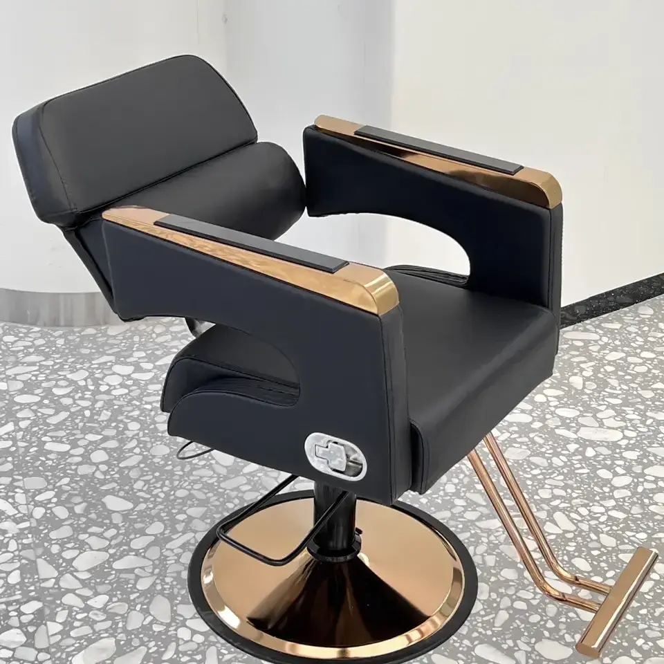 Fancy PU leather salon furniture anti-fatigue floor mat chair hairdresser barber chair black salon barber shop chair