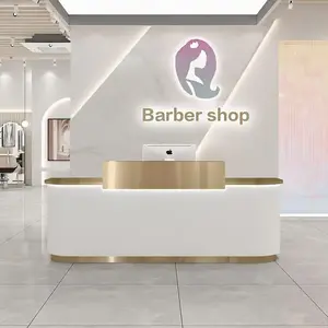 Luxury gold beauty salon stainless steel bar commercial hotel beauty shops front desk reception salon reception desks