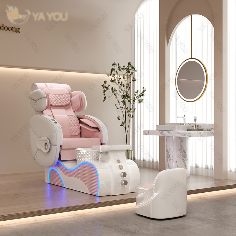 Spa massage pedicure chair Luxury foot relaxing sofa with glass bowls stand salon beauty  pedicure chair