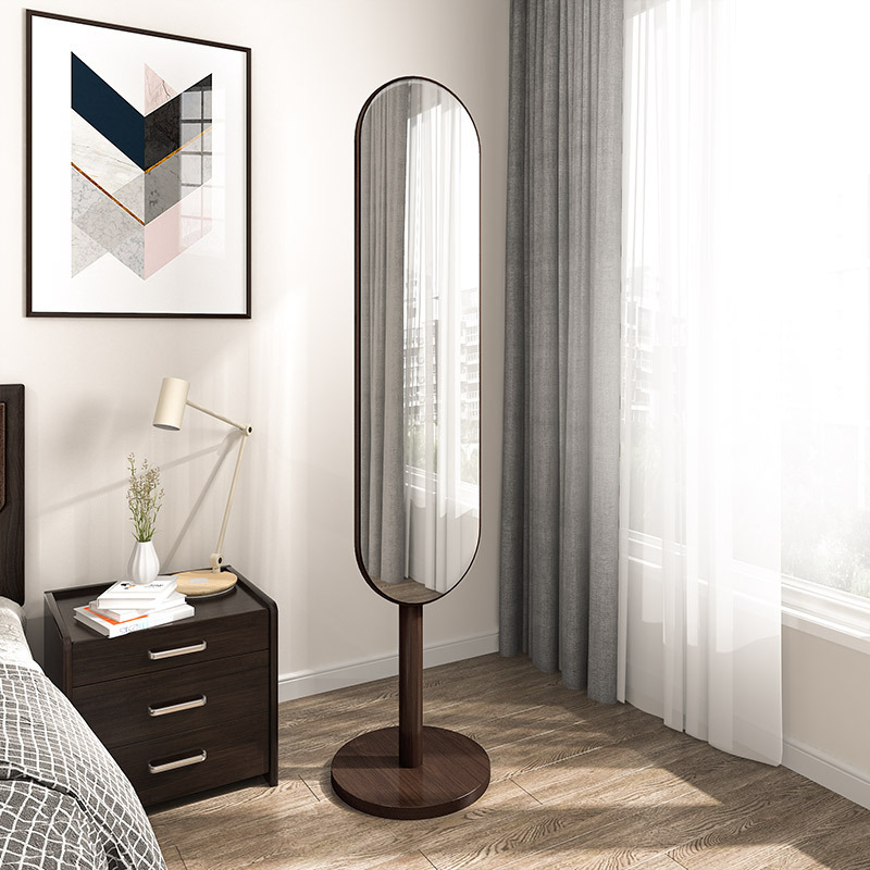 Nordic Simple Multi-Function Can Rotate The Clothing Storage Home Bedroom Dressing Floor Mirror Coat And Hat Rack