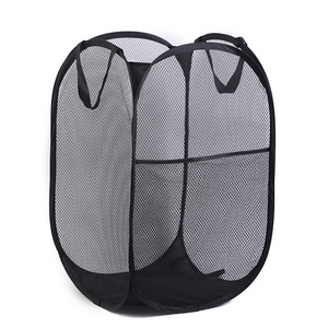 Foldable Dirty Clothes Polyester Mesh Laundry Basket Large Capacity Household Portable Clothes Organizer