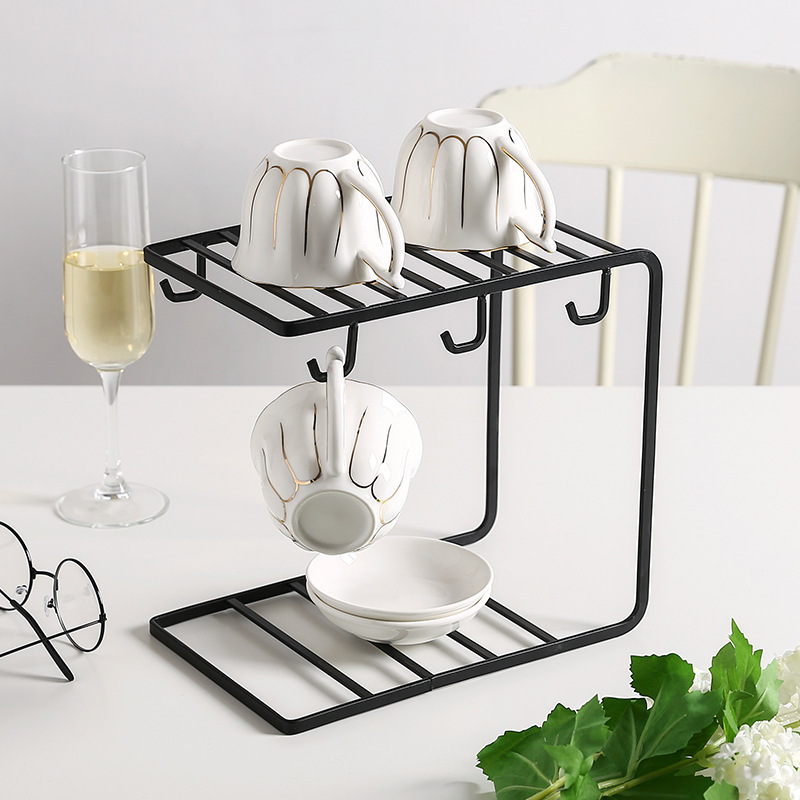 Nordic Iron Art Drain Cup Holder Household Storage Rack Mark Cup Storage Rack Simple Creative Coffee Cup Tray Rack