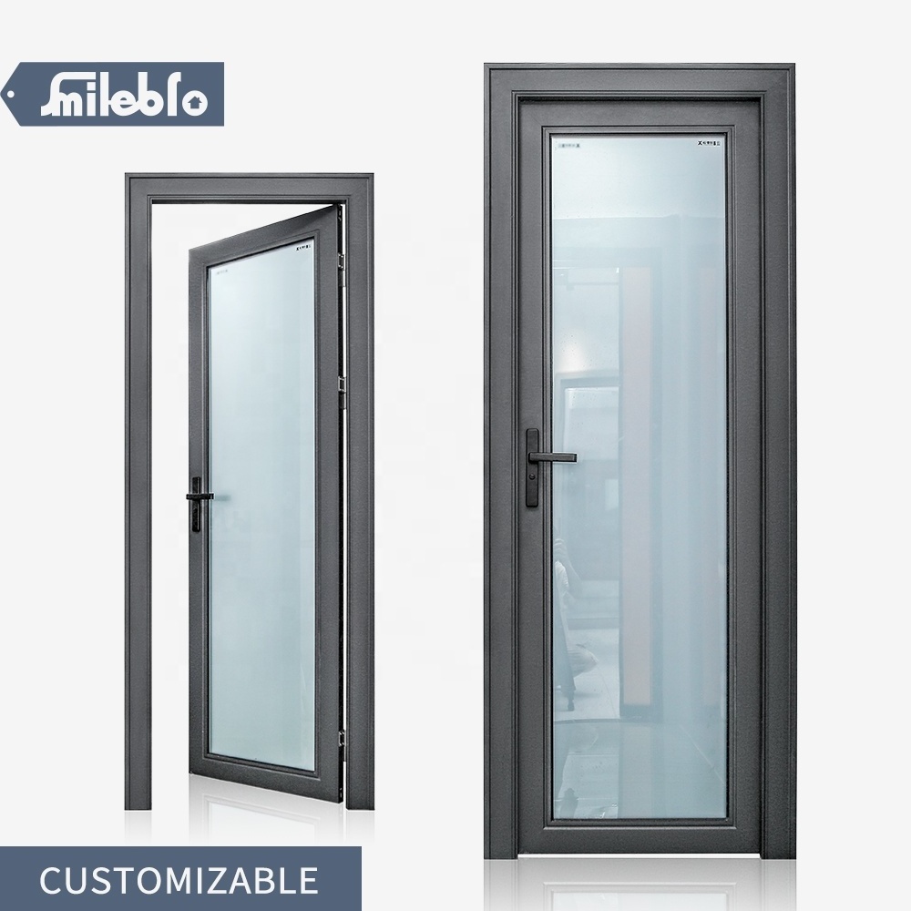 Smile bro china aluminum profile factory hot sell WC frosted glass doors Bathroom waterproof door toilet aluminum casement doors