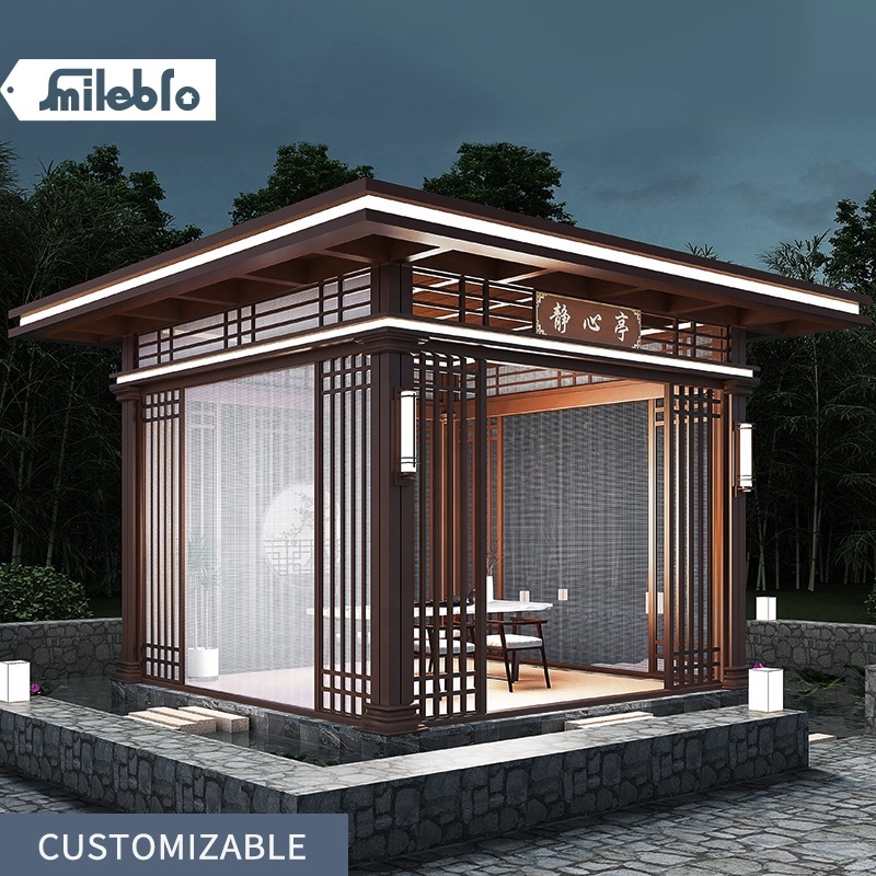 Smile Bro High Quality Gazebo With Light Pergola Size 3x3 4x3 OEM Waterproof Garden Building Bioclimate Outdoor Pergola Aluminum