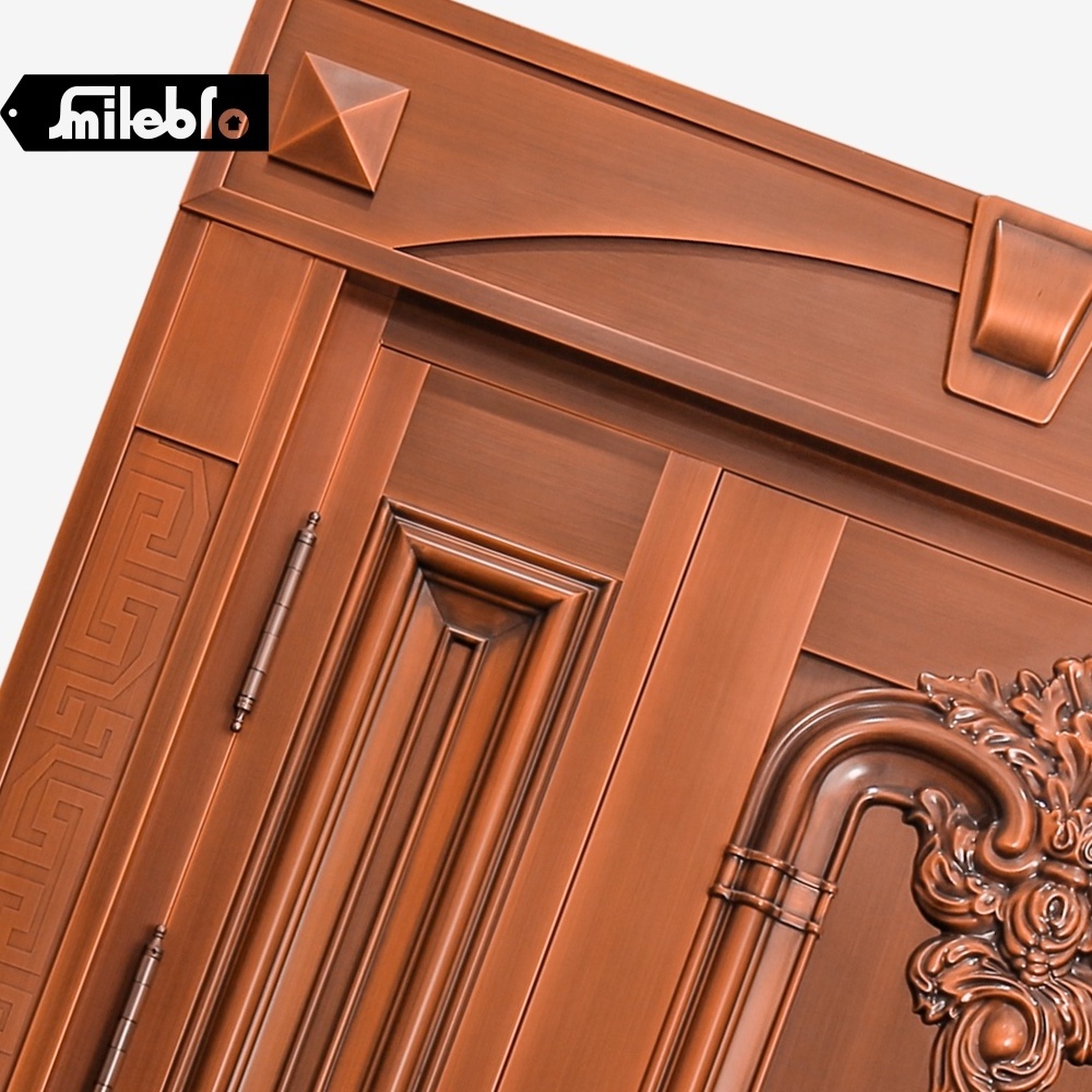 Smile bro custom luxury bronze entry  doors top quality copper double doors  48 inches exterior doors one and half hard porte