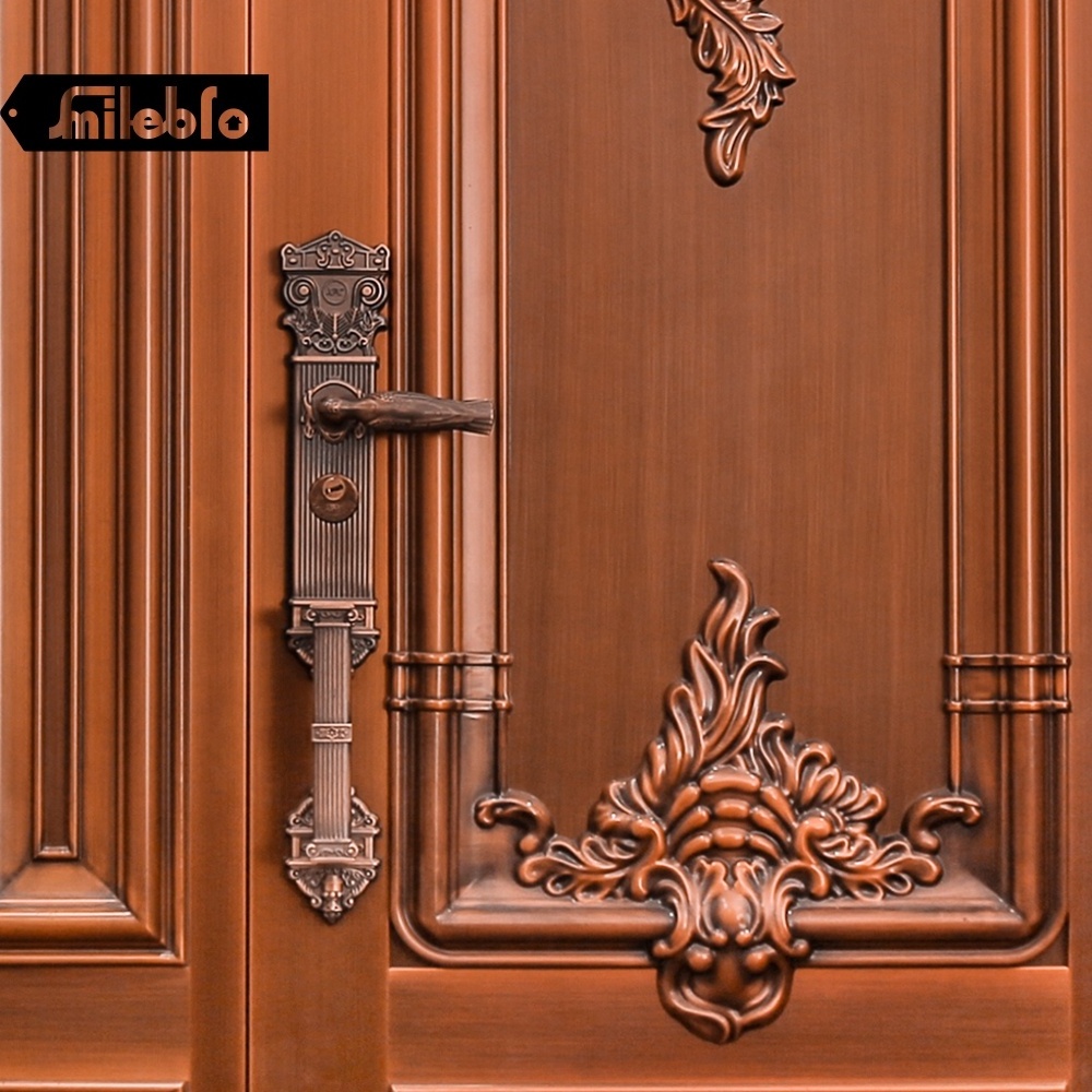 Smile bro custom luxury bronze entry  doors top quality copper double doors  48 inches exterior doors one and half hard porte