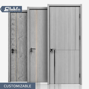 Smile Bro Custom Melamine Wooden Doors Modern Design Wooden Interior Doors WIth Gray Color High Quality Wooden Doors for house