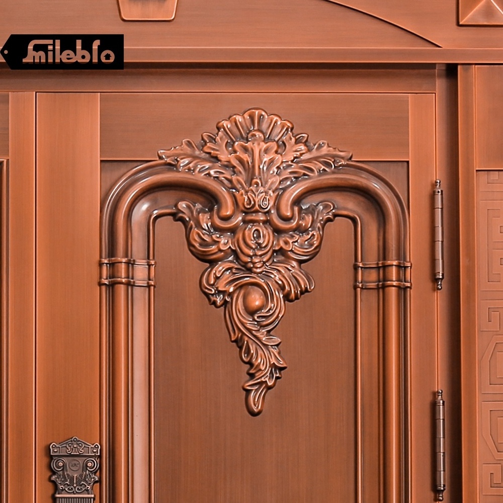 Smile bro custom luxury bronze entry  doors top quality copper double doors  48 inches exterior doors one and half hard porte