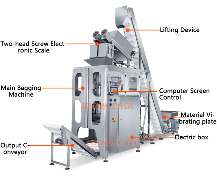 Fully automatic multi-function weigher weighing special design waterproof frozen food ice cube packing machine for ice bag