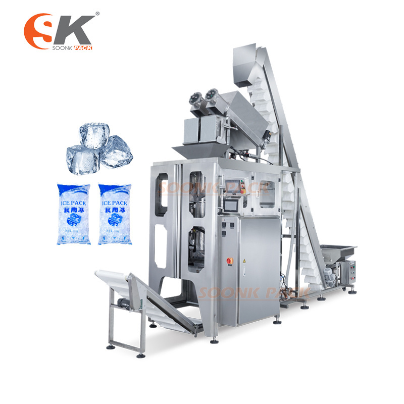 Fully automatic multi-function weigher weighing special design waterproof frozen food ice cube packing machine for ice bag