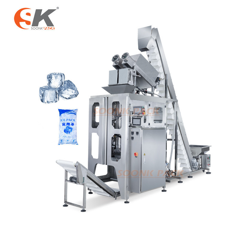 Fully automatic multi-function weigher weighing special design waterproof frozen food ice cube packing machine for ice bag