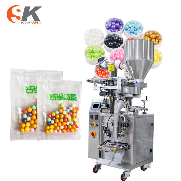 Three Side Sealing Automatic Small Sugar Bulk Hard Soft Candy Packing Machine With Volumetric Cup