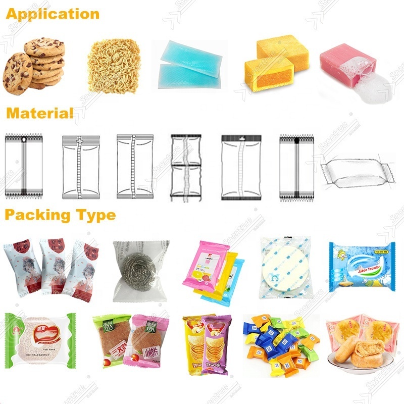 fully  automatic flat square toast bread flow pillow horizontal wrapping packing machine