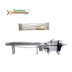 SZ3000 Takeaway paper cup wooden pp spoon packing machinery fork disposable plastic cutlery napkin packaging machine