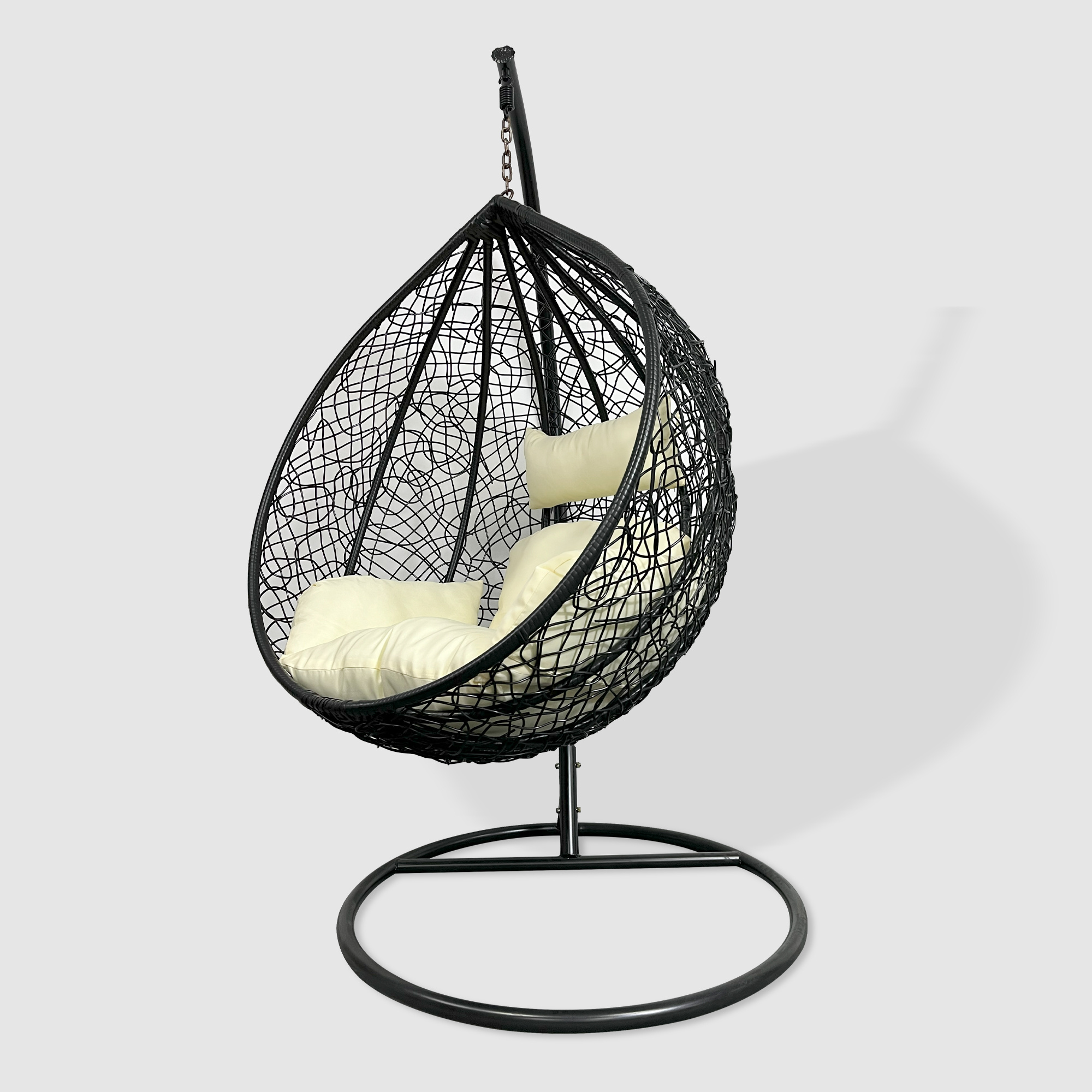 Fulin Red Egg Banana Shaped Bird Nest Peacock outdoor  Swing Chairs Blue With Soft Cushion living room garden furniture swing