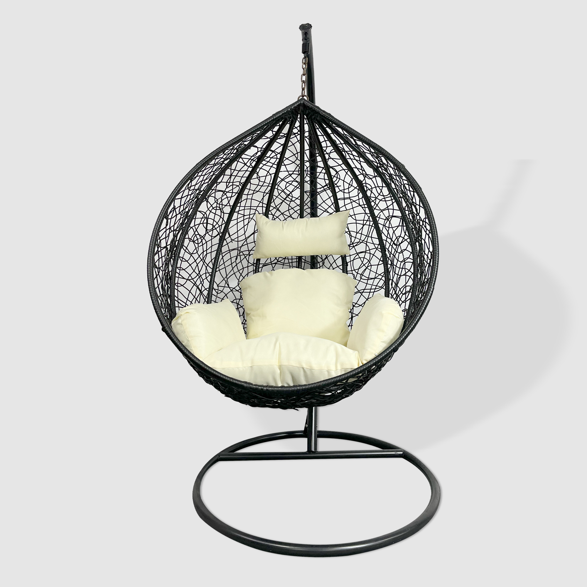 Fulin New Design Water Drop Shaped Wicker Rattan Hanging Egg Circle Swing European Chair rocking chair Steel Shenzhen