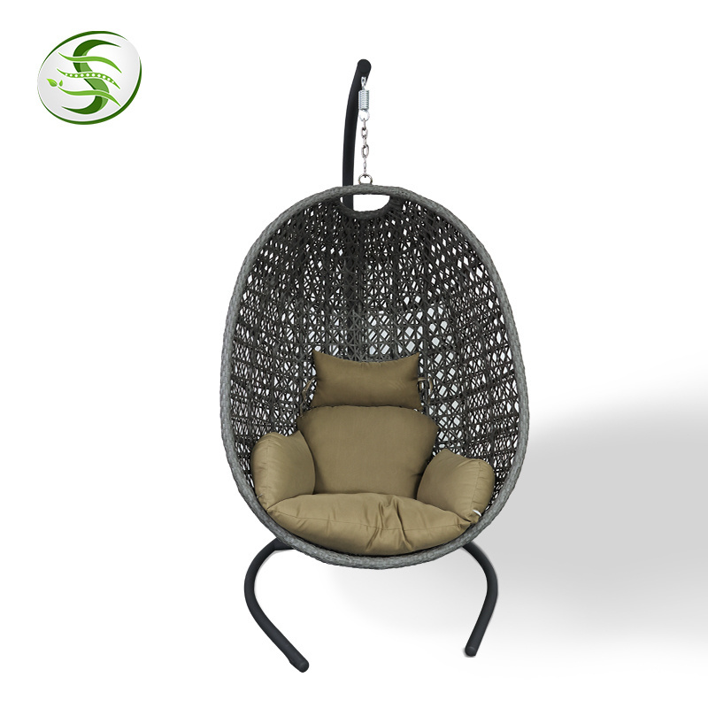 Fulin Wicker Egg Rattan Hanging Circle Swing Chair Hanging Baskey Footrest Swinging Garden Outdoor Chair Metal