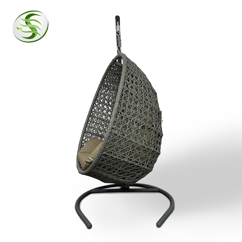 Fulin Wicker Egg Rattan Hanging Circle Swing Chair Hanging Baskey Footrest Swinging Garden Outdoor Chair Metal