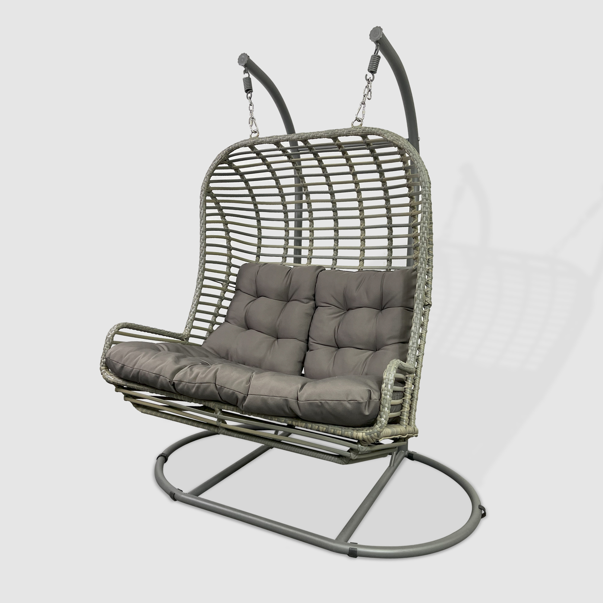 Fulin outdoor garden balcony living room Steel hanging circle swing rattan round swing chair