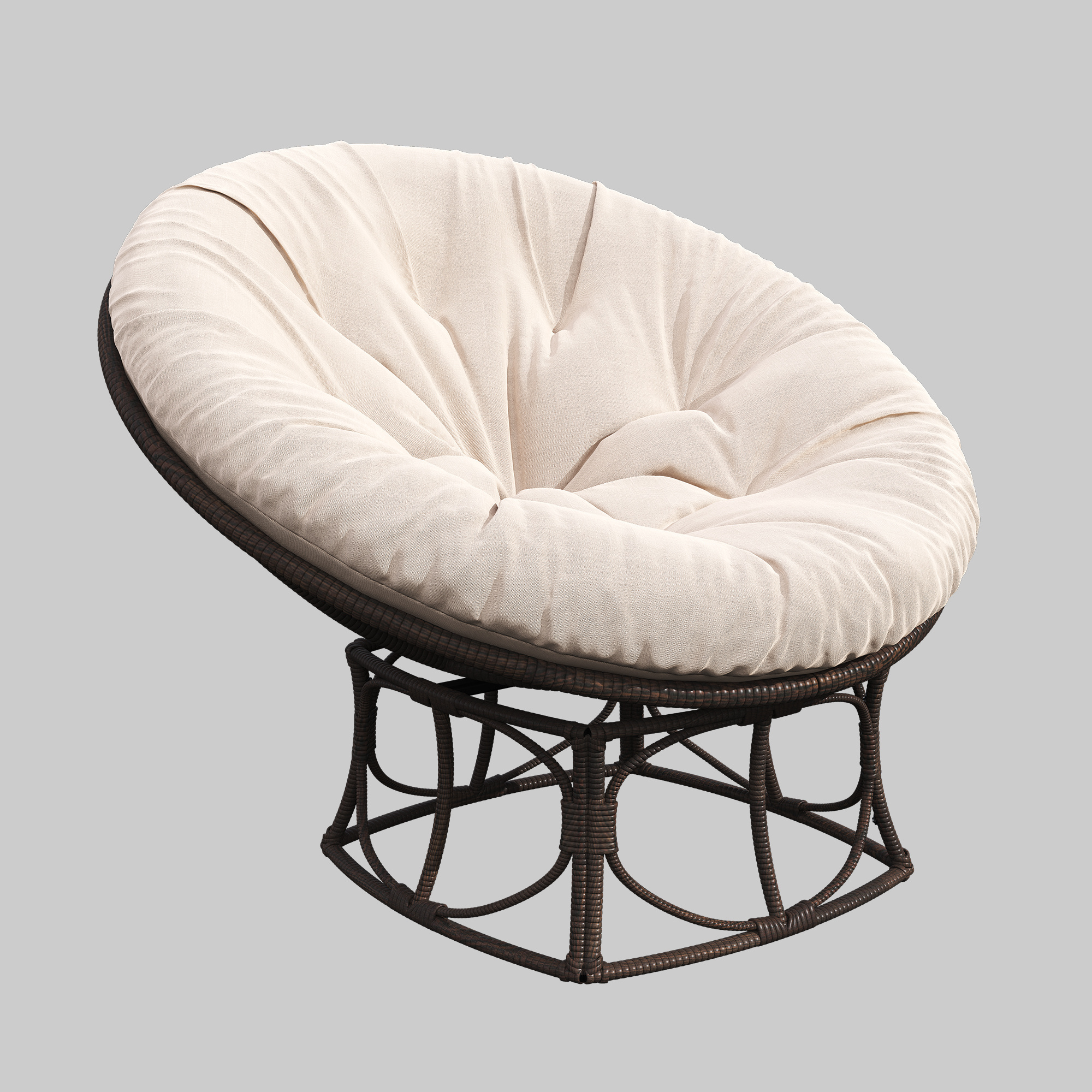 Fulin high quality Outdoor Garden Indoor Round Overstuffed Comfortable Wicker Rocking Papasan Chair with Cushion