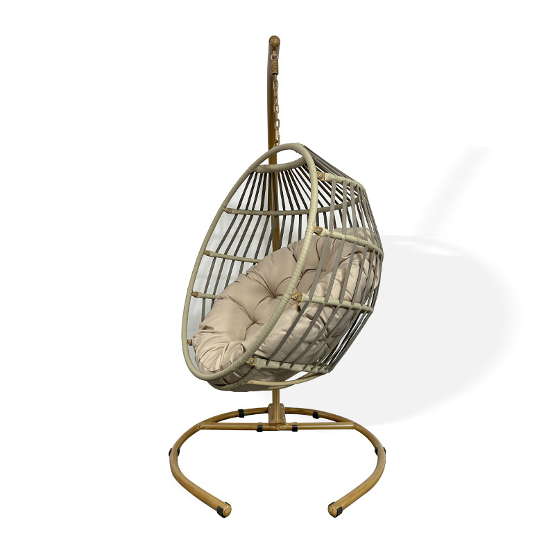 Fulin Cheap Outdoor Rattan Two-Seater Adult Basket Cane Swing Hanging Egg Chair For Garden