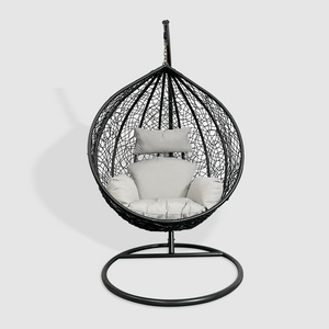 Fulin Red Egg Banana Shaped Bird Nest Peacock outdoor  Swing Chairs Blue With Soft Cushion living room garden furniture swing