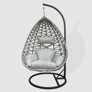 Fulin Hot sale single seat garden wicker rattan swing hanging egg chair with stand