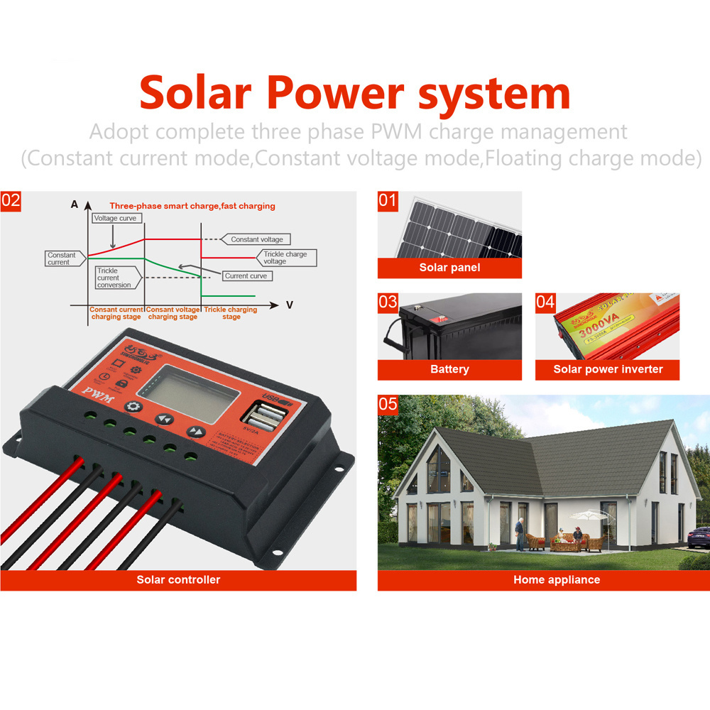 Sunchonglic factory wholesale pwm controller 12V 24V 10A 10amp manual pwm solar charge controller