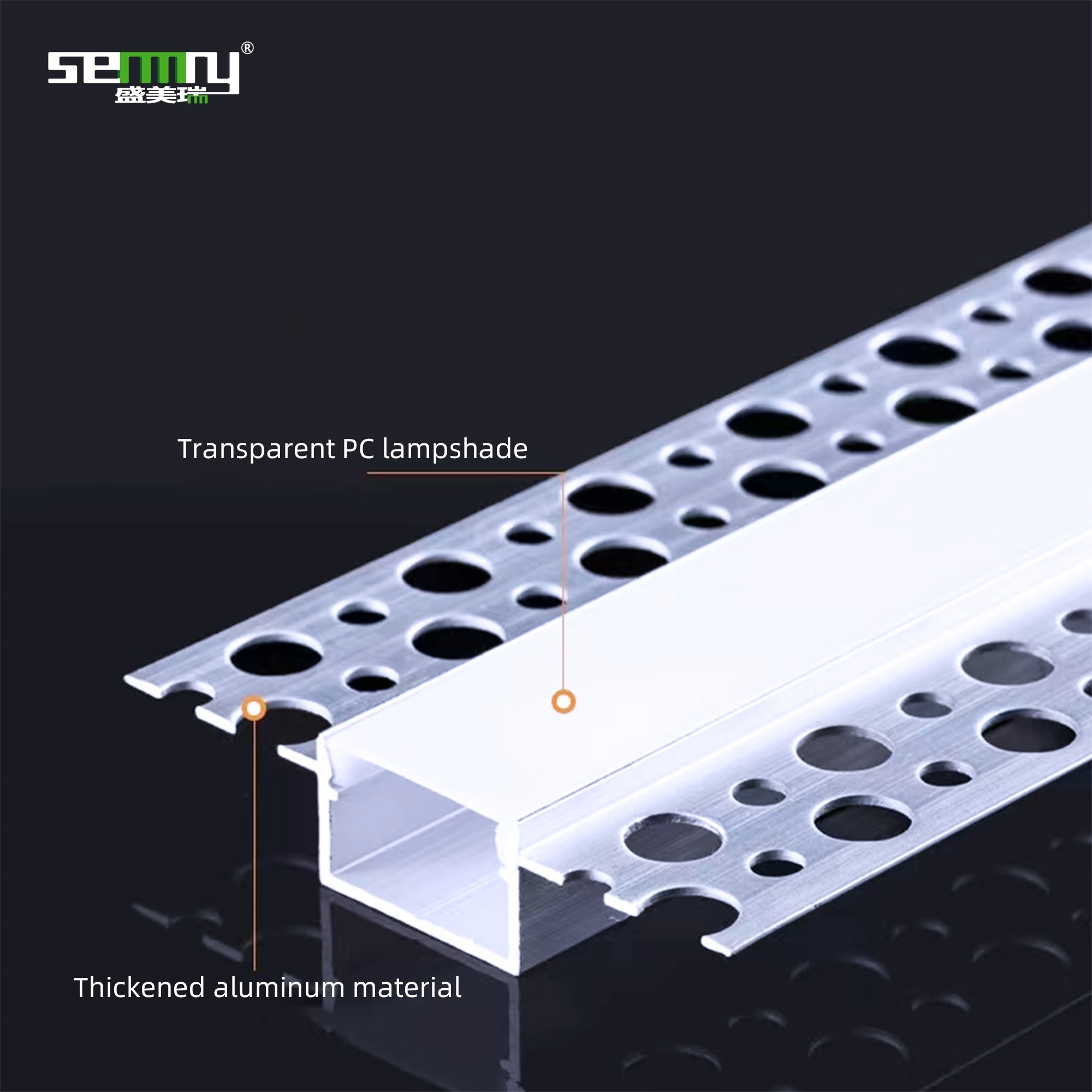 Aluminum extrusion recessed Customization for ceiling bar Lighting strip alu channel recessed plaster in aluminium LED