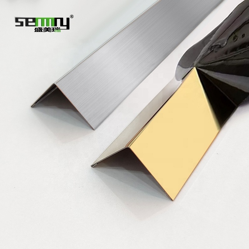 Wall Decoration L Shape Tile Edge Trim 304 Stainless Steel mirror Tile Trim angle profile stainless steel trim