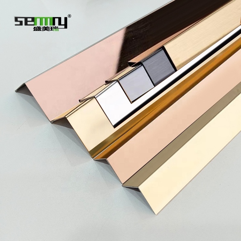 Wall Decoration L Shape Tile Edge Trim 304 Stainless Steel mirror Tile Trim angle profile stainless steel trim