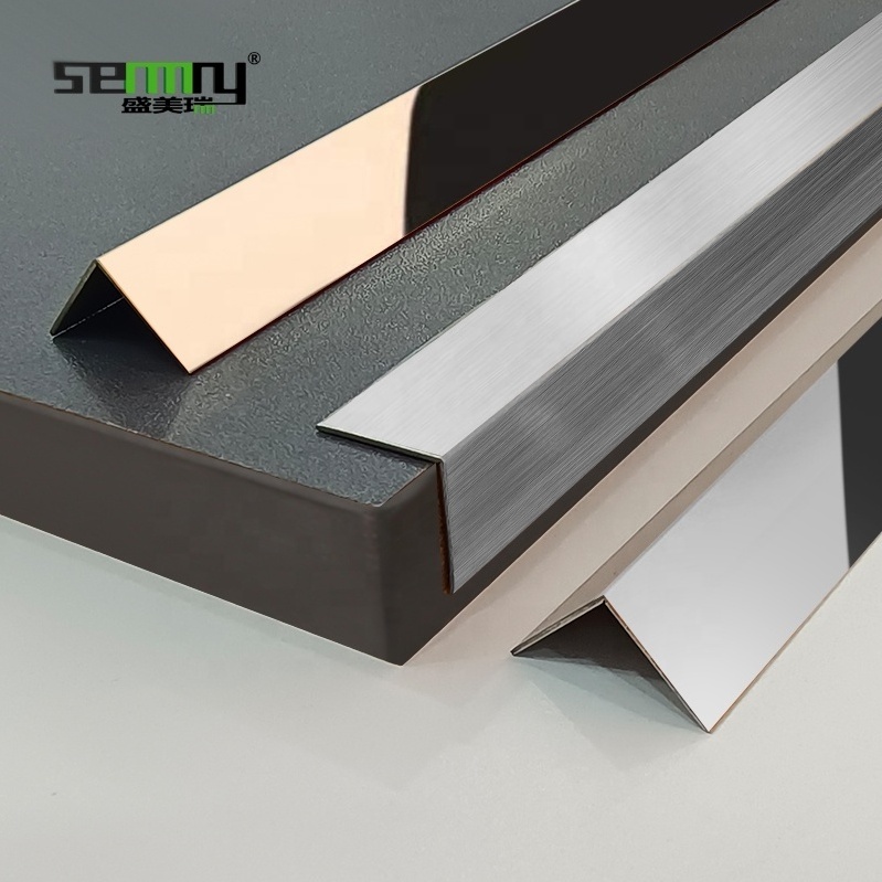 Wall Decoration L Shape Tile Edge Trim 304 Stainless Steel mirror Tile Trim angle profile stainless steel trim