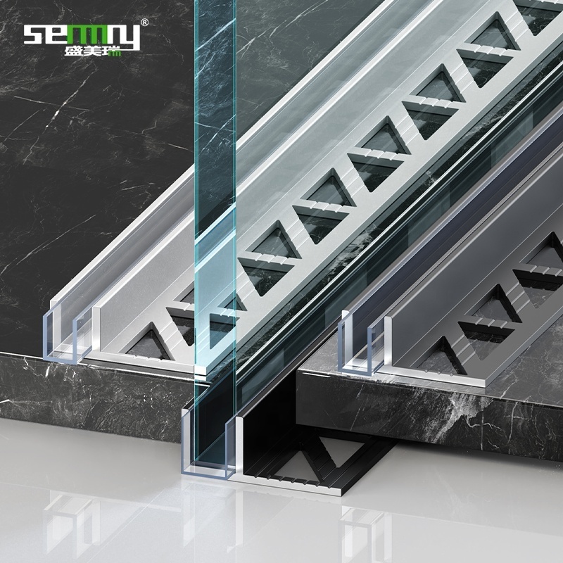 F-shaped tile trim strip base board threshold aluminum flooring trims alunimun floor edging trims decorative thresholds