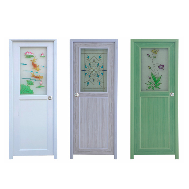 Classical Design White Color UPVC Plastic Bathroom Flat Casement Doors with Louver