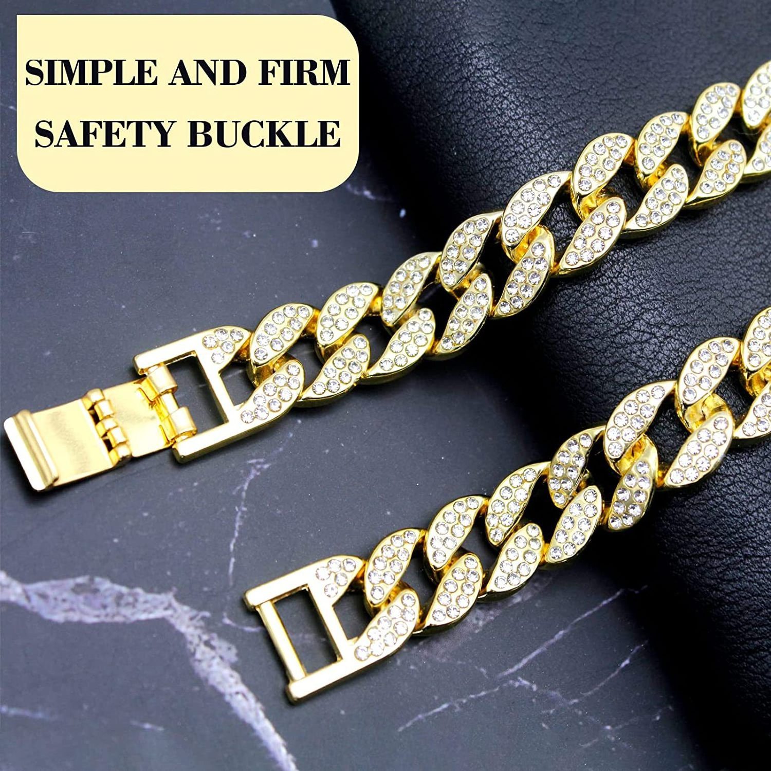 WT  pet gold chain dog collar gold stainless steel metal gold cuban link dog chain dog collar