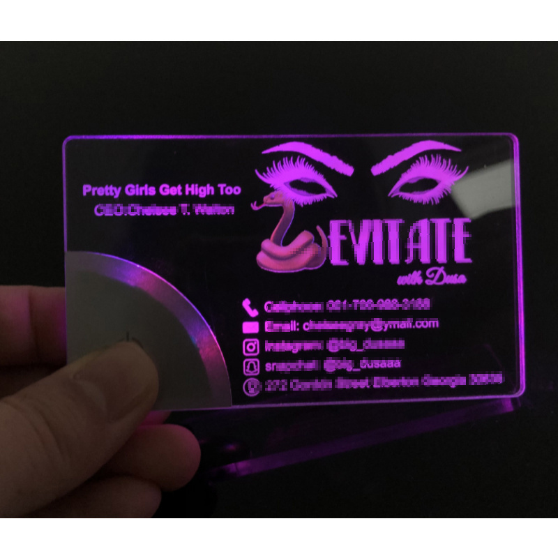 Plain blank acrylic laser company gift give away with colorful lighting up  Led business card