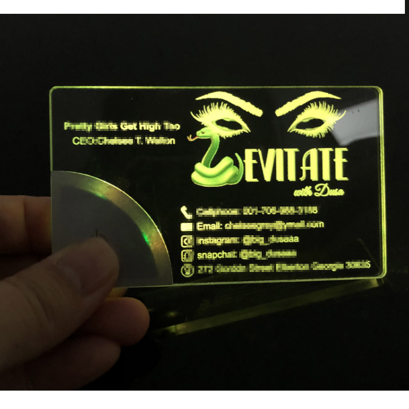 Plain blank acrylic laser company gift give away with colorful lighting up  Led business card