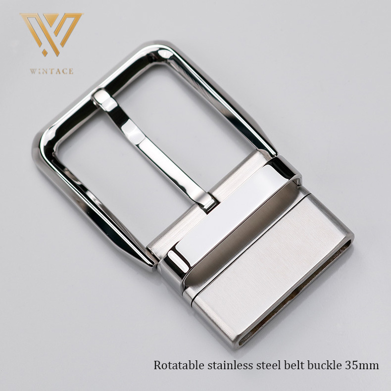 High quality  rotatable stainless steel diamond customized belt buckle logo metal Men's  fashion Buckle for Belt Gold Silver Fre