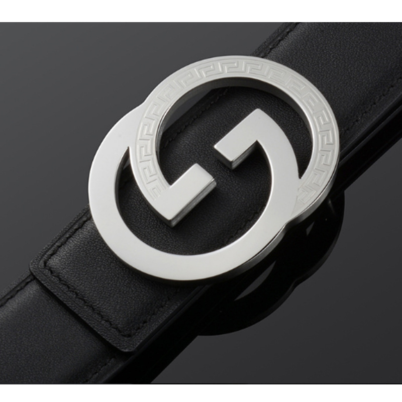 Men's smooth plate buckle belt head stainless steel is made of metal head logo belt buckle LOGO belt.